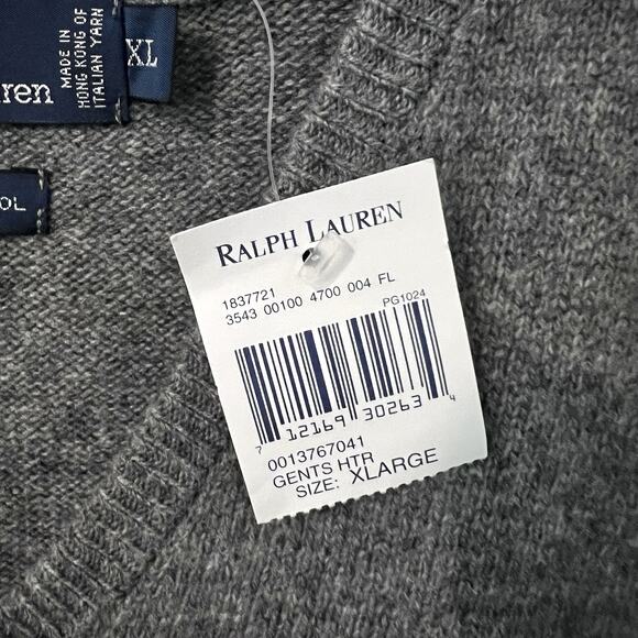 Polo Ralph Lauren Sweater Vest NEW Vintage Men’s XL Gray V-neck Lambswool Knit - Picture 4 of 9